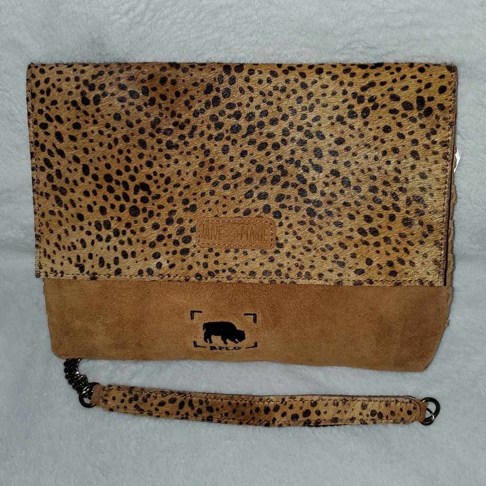 NWT Jane Marie Bessie Crossbody Hairon Suede Leather Bag